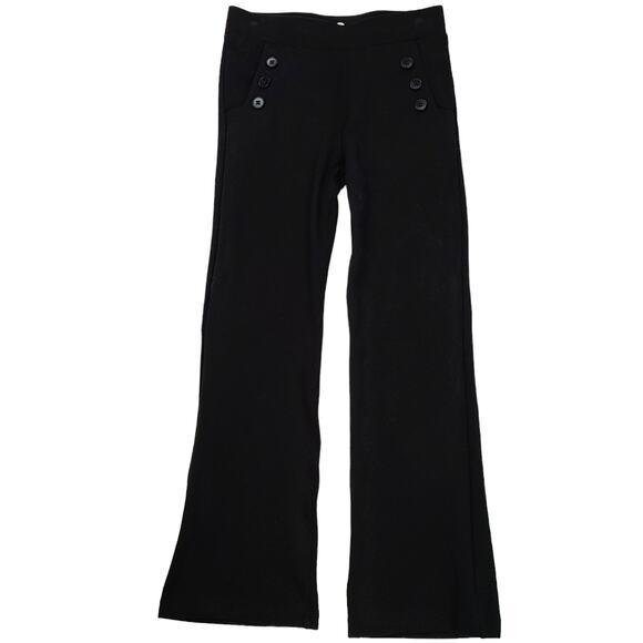 Betabrand 6 button flare leg pullon black pants pockets Small Petite